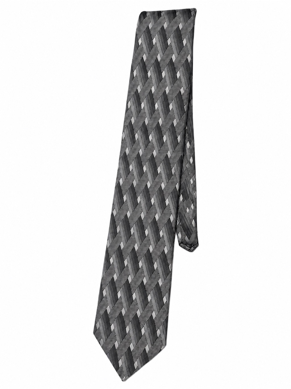 FUSTINI Pure Silk Designer Tie – Geometric Gray Pattern